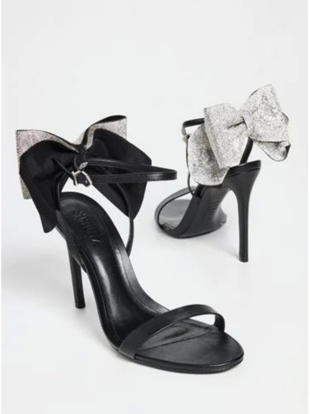 SCHUTZ “Lyla” Black High Heel Sandals with Crystal Bows - Size 11